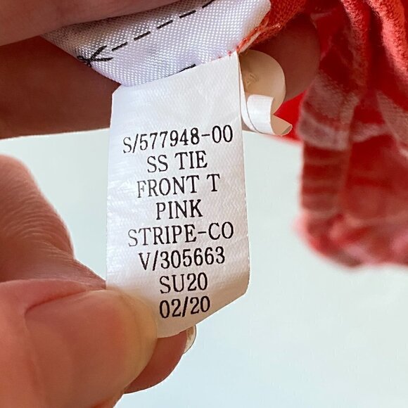 GAP Linen Blend Short Sleeve Tie Front Stripe Top - Picture 7 of 8